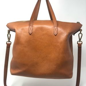 MADEWELL LARGE ENGLISH COGNAC LEATHER TOTE